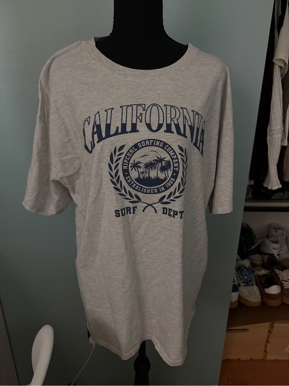Rip Curl California Surf Dept. Graphic Tee - Light Gray & Navy